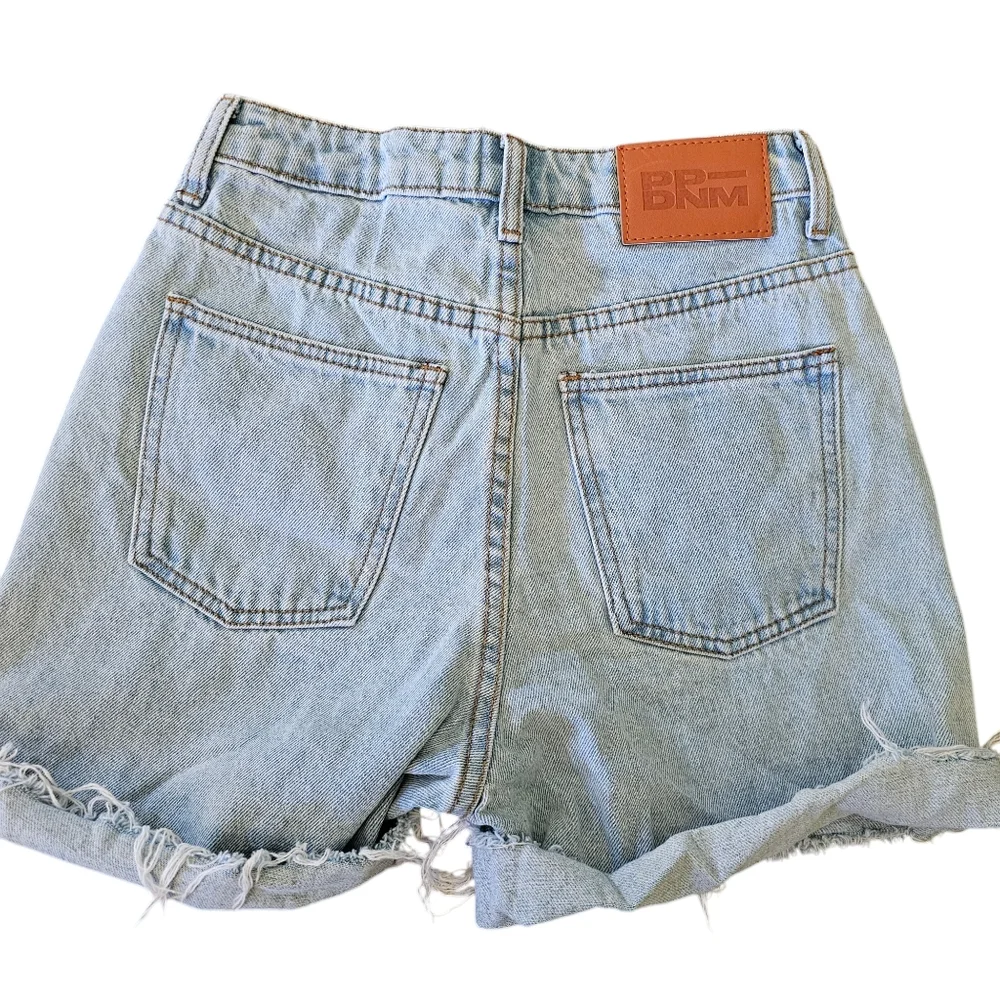 Princess Polly Denim Shorts Pale‎ Blue high waisted frayed hem 4